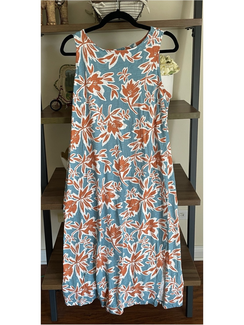 D&Co. Naturals Floral Tank Maxi Dress Botanical Print Size Medium